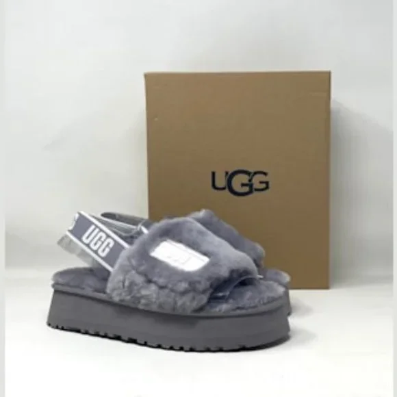 UGG Women's DISCO Slides Gray White Women's Size 1112258 SAMT - Picture 5 of 11